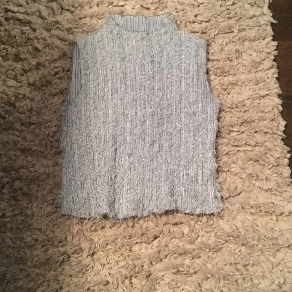 Blue sleveless Textured Top
